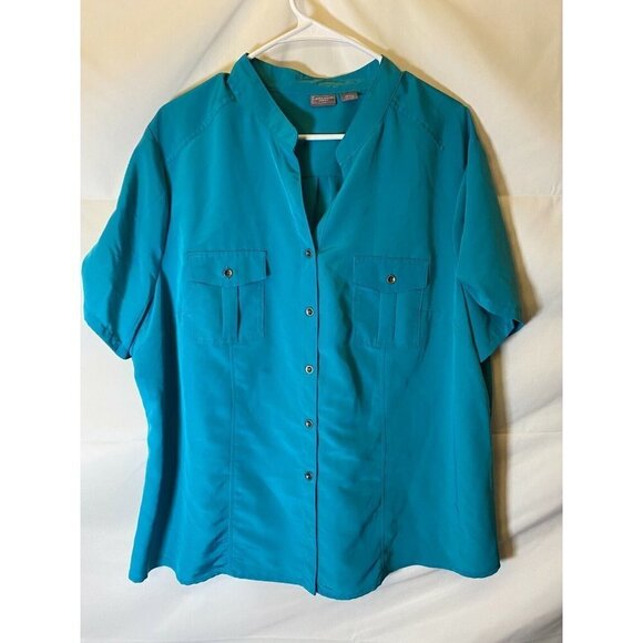 BEAUTIFUL LAURA SCOTT WOMENS PLUS SIZE 20/22W SHORT SLEEVE shirt top TEAL - Picture 1 of 2